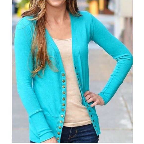 NWT!! AMAZON, Traleubie brand - Teal long sleeve v-neck cardigan - Picture 1 of 13